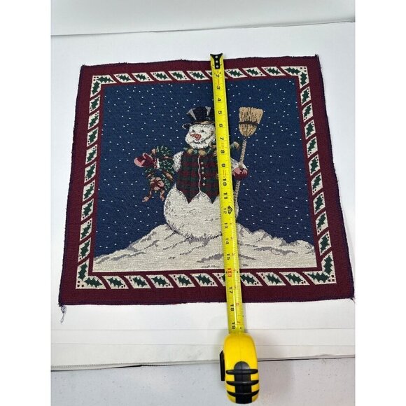 Vintage Snowman Tapestry Pillow Panel 18in Holiday Christmas Decor Winter Blue - Picture 10 of 15